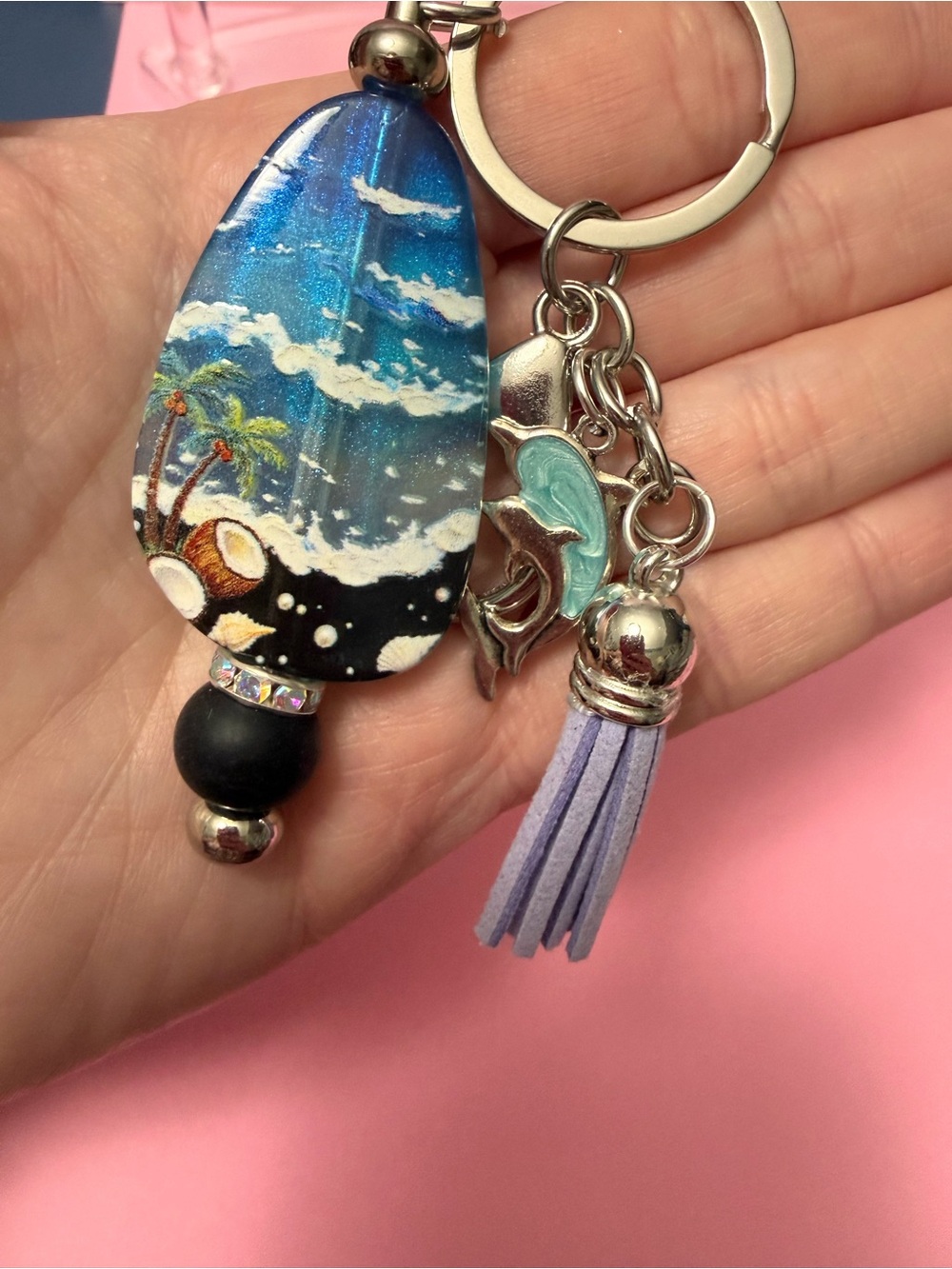 New Beaded Beach Scene Keychain
